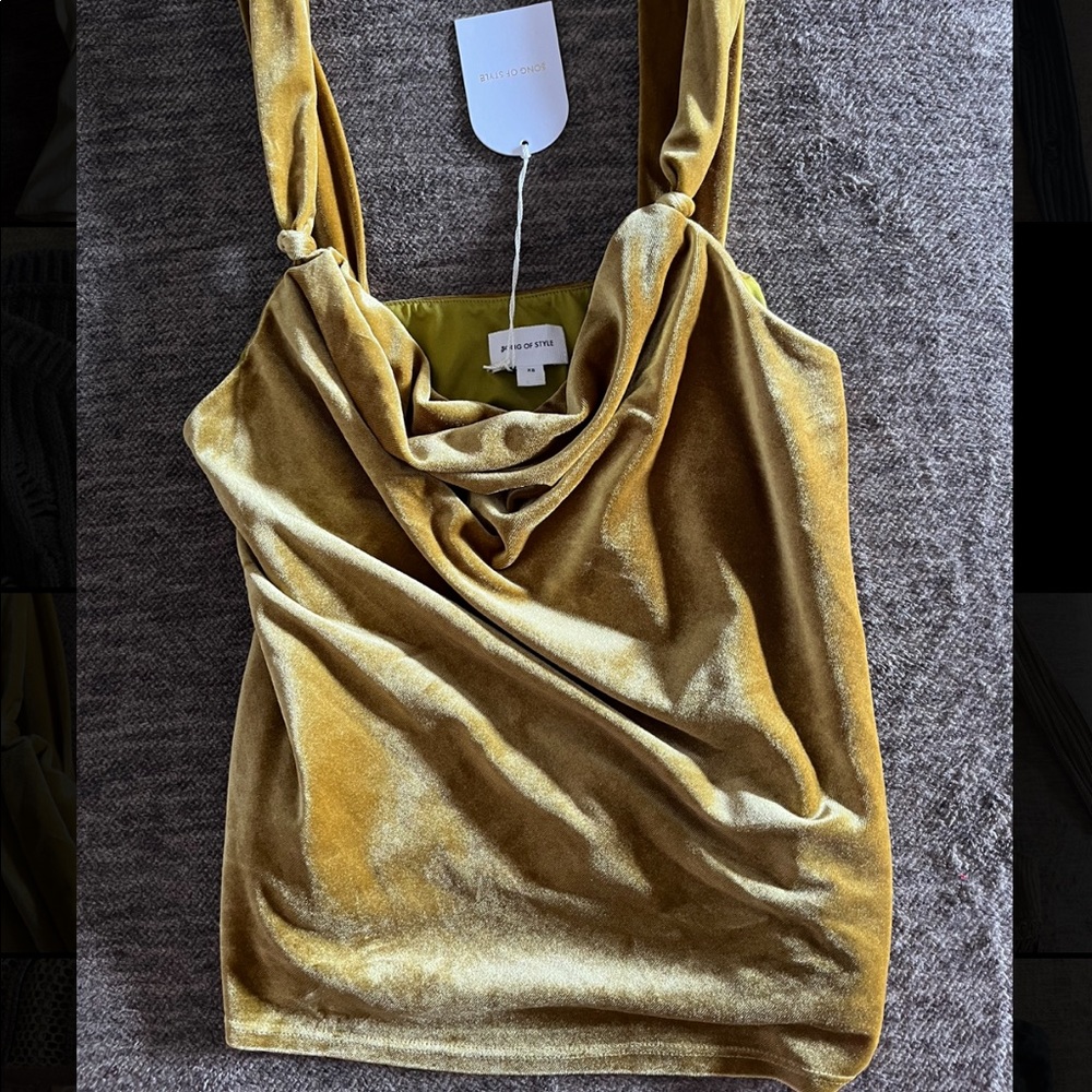 Velvet cowl neck top